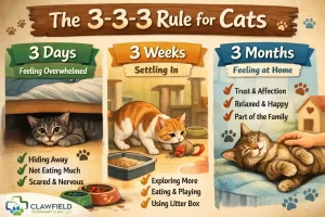 Learn the 3-3-3 rule for cats and understand your new cat’s adjustment timeline, behavior stages, and expert tips for a smooth transition home.